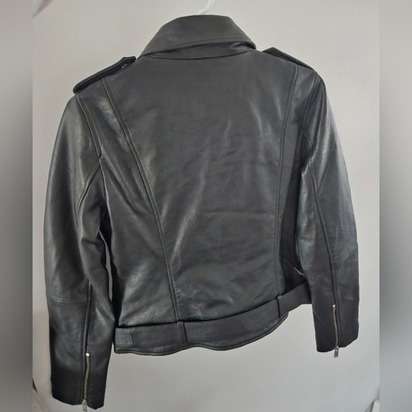 Barney's Originals real leather moto jacket NWT size 6 - Picture 4 of 5